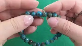 Blue/Brown Calsilica Jasper One Size Round Bead Stretchy Bracelet CB76999