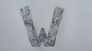 Drawing letter W mandala art || Mandala black pen art || Creative corner by NM