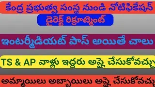central govt jobs 2019 in telugu l inter qualification jobs jobs for 12th students