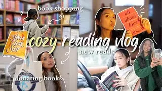 cozy reading vlog 🍂 new reads, book shopping & donating books!