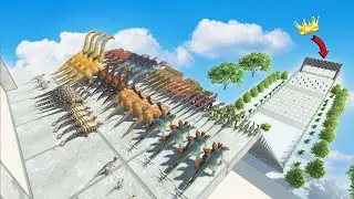 Dinosaurs Team Falls Jumps Slide Race Ragdolls - Animal Revolt Battle Simulator