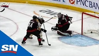 David Pastrnak Redirects Brad Marchand&rsquo;s Quick Pass Past Curtis McElhinney