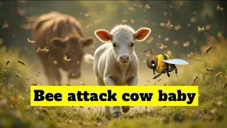 Bee 🐝 🐝 🐝attack cow baby but mom help baby 