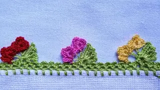 Barrado/bico para pano de prato com flores 💐 #crochê #barradinhodecroche #crochet 💐#266