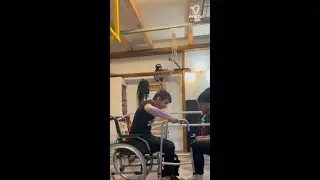 Dominik, 17-year-old T5-T6 level complete spinal cord injury patient, standing with no support