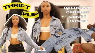 Thrift Flip: DIY Oversized Cropped Denim Jacket