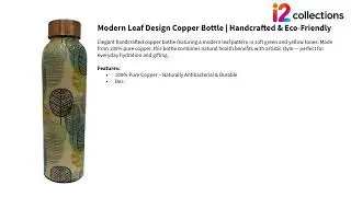 i2collections Modern Leaf Design Copper Bottle 🌿 | 100% Pure Copper | Handmade Premium Bottle