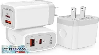 3Pack Dual Port USB C Wall Plug in USBC Charger AILKIN 20W Power Delivery