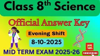 Class 8 Science answer key 2025 evening shift | mid term exam 2025-26 | science paper solution 2025