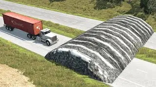 Cars vs Giant Speed Bump &ndash; BeamNG.Drive