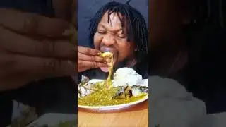 Asmr mukbang okra soup and pounded yam fufu