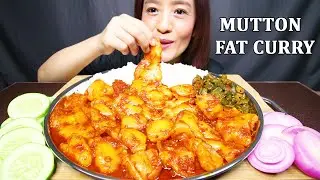 SPICY OILY MUTTON FAT CURRY WITH BASMATI RICE, LADY FINGER FRY #ASMR/EATING SHOW BIGBITE FOOD VIDEOS