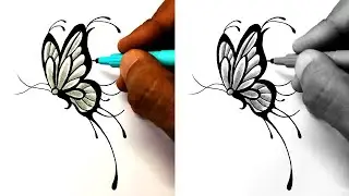 Butterfly Tattoo Design - How to Draw a Butterfly - Drawing Tutorial step by step
