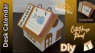 How to Make 2026 House 🏠Themed Desk Calendar|Money Bank🏦|Super Easy DIY Calendar 2026|Video|Tutorial