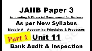 JAIIB | Paper 3 | AFM | Module A | Unit 11 | Bank Audit & Inspection | Part 1 | New Syllabus | Bawal