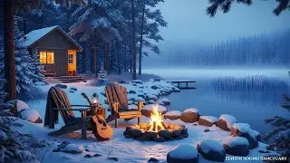 Snowy Winter Ambience ❄️ Relaxing Piano Music with Snowfall & Fireplace Sounds