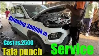 Tata punch service running 30000k.m. Engine oil and oil filter replacement