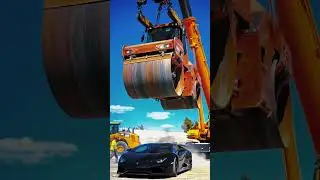 Lamborghini vs Road Roller 😱 | Insane Construction Site Stunt!