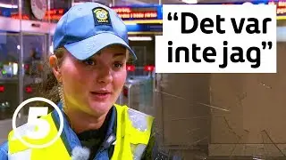 Tunnelbanan | En ung kvinna kraschar en ruta och får skärsår i benet