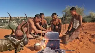 Охотники | Приготовление мяса дикой антилопы | Как хадзабе готовят суп из дикой антилопы на завтрак