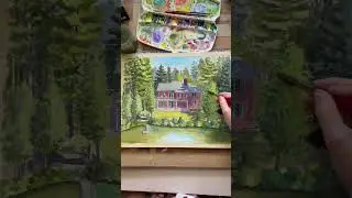 Lake House 🏡 #art #watercolor #calm