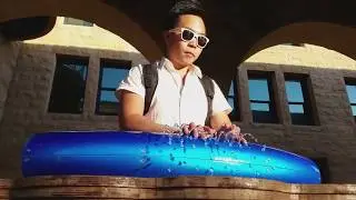 Hydraulophone at Stanford University at sunset, Ken