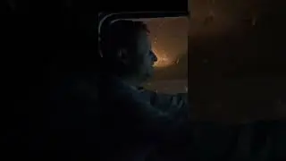 Driving at night in heavy snow.