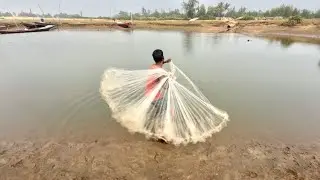 Cast Net Fishing | Village Fishermen Casting Fish With A Cast Net By Beautiful Nature 