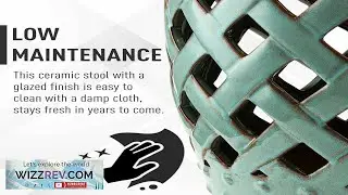 Multi Use Ceramic Garden Stool Round Side End Table Foot Rest with Woven Review