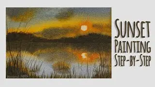 Learn How To Paint A Dreamy Watercolor Sunset | Misty Lake Reflection Painting