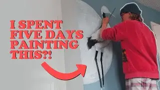 I painted a MASSIVE JAPANESE CRANE on my bedroom wall