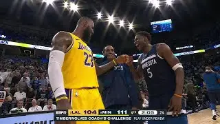 LeBron James & Anthony Edwards laughing together during coach's challenge | NBA on ESPN