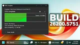 Новая сборка Windows 11 25H2 26200.5751 &mdash; новый тёмный режим для диалогов копирования, новые аним...