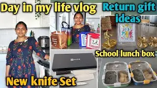 Day in my life Vlog|Vegetable masala curry|kids school lunch box|paudin knife Set|Return gift ideas