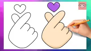 How To Draw Korean Finger Heart | Easy Drawing Tutorial