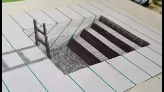 How to Draw a 3D Staircase | Step-by-Step Pencil Optical Illusion