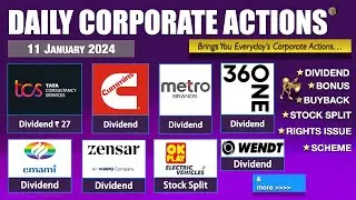 ✨Stock Buzz: TCS ₹27🚀 Cummins & 360 One WAM Dividends, OK Play Split, Colab Bonus, Emami Interim! 💹✨