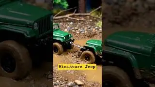 pulling a jeep stuck in the mud #miniature #miniaturejeep #miniaturecar #mud #shorts #fyp