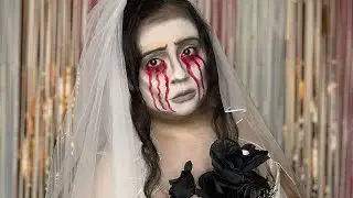 👰&zwj;♀️🩸 SAD BRIDE CRYING BLOOD | Abandoned Love Makeup Tutorial 💔🖤