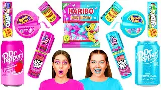Pink Food vs Blue Food Color Challenge | Awesome Kitchen Hacks by DaZaZa Challenge