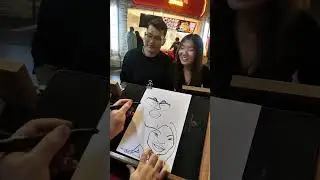 Drawing Caricature of a Sweet Asian Couple | Street Art Expressions