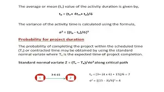 Optimistic time, Pessimistic time, Most likely time, Probability of project completion | PERT & CPM