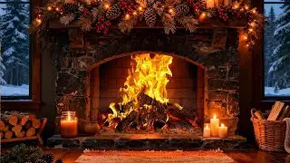 Fireplace Ambience for Winter Evenings 🔥 Warm Glow and Quiet Snowfall Outside