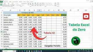 Tabela Excel do Zero - Tabela 42 &ndash; Congelar Pain&eacute;is &ndash; Tutorial Zero Info