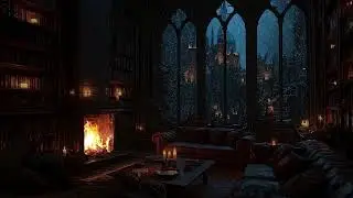 Cozy Fireplace Sounds for Stress Relief Sleep | Medieval Castle Courtyard Rainfall