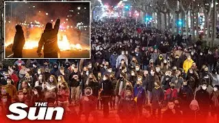 Cops clash with protestors as violence intensifies in Spain