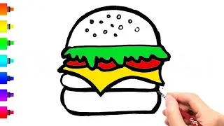 Рисование, раскрашивание и раскрашивание гамбургеров 🍔 для детей и малышей | Видеоуроки по рисова...