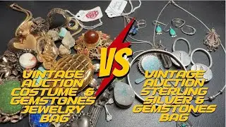 Battle of the Auction Jewelry Bags Vintage Sterling & Gemstone VS Vintage Costume & Gemstone Jewelry