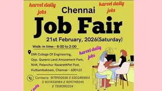 Chennai district job fair#BE#B.Tech# All Graduates#All Post Graduates#UG#ITI#Diploma#Pharmacy#