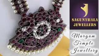Margam Temple Jewellery Black Antique Finish & Real Kempstones for Bharathanatyam & Bridal Jewellery